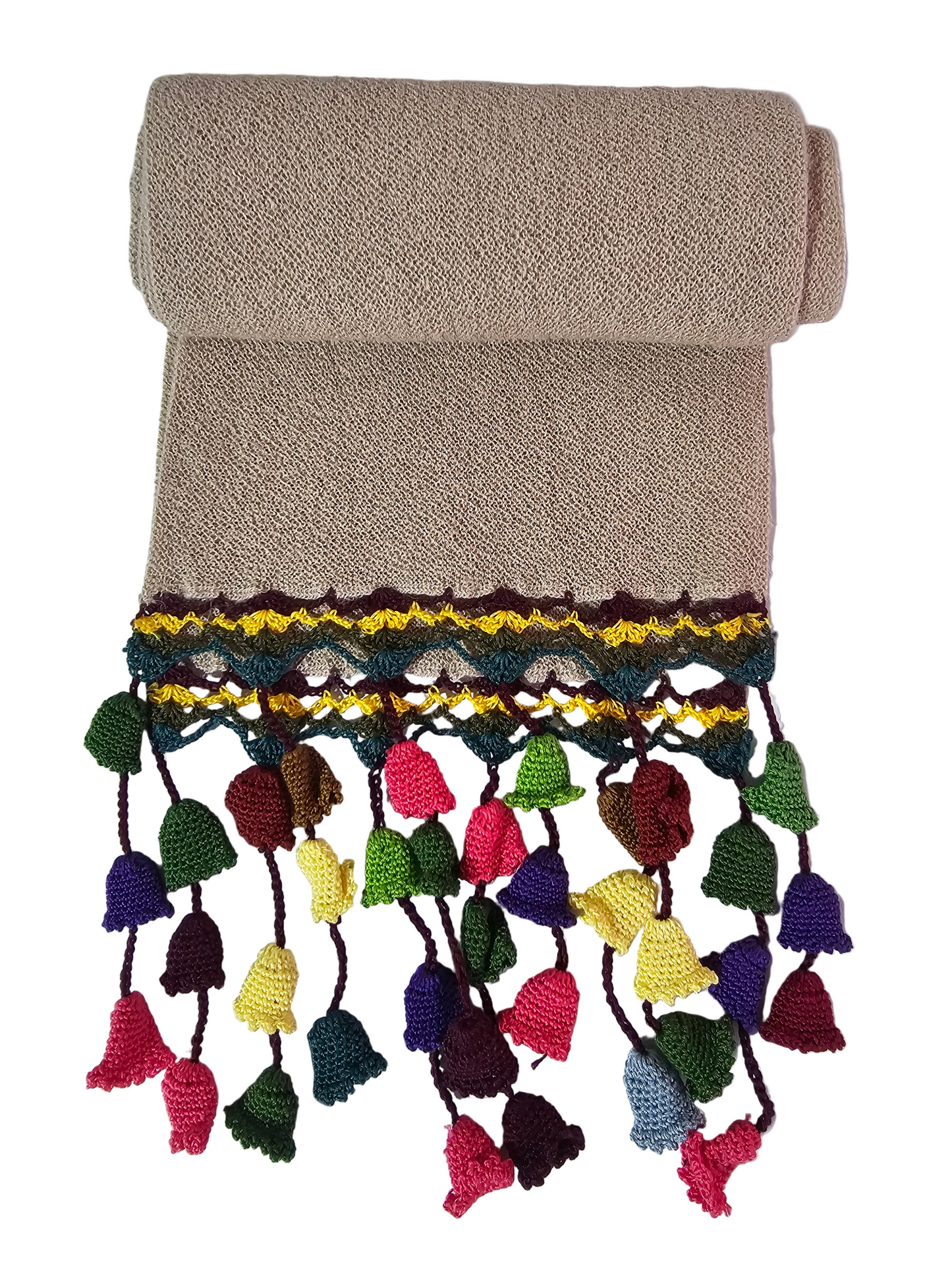 Bufanda Link con Flores de Ganchillo - 100% Baby Alpaca
