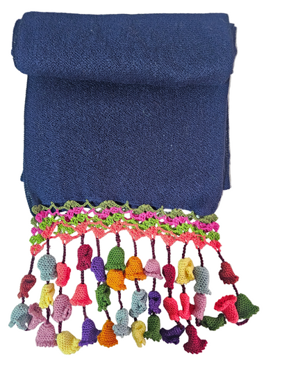 Bufanda Link con Flores de Ganchillo - 100% Baby Alpaca