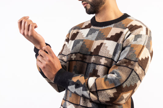 Suéter Diseño Chacana Andina en 100% Alpaca Premium